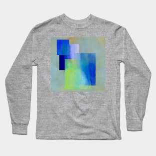 Blue And Green Abstract Watercolor Blocks Long Sleeve T-Shirt